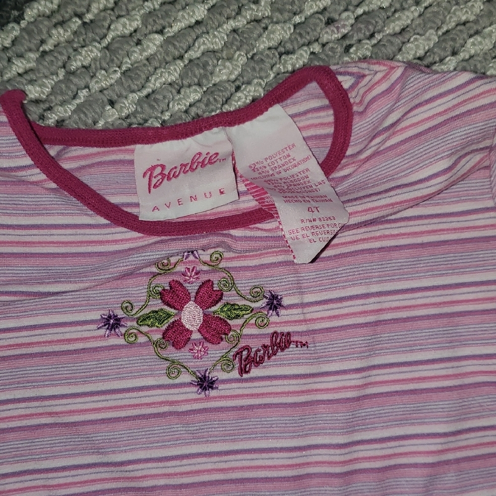 Barbie Pink and White Striped Long Sleeve Tee - Picture 5 of 7